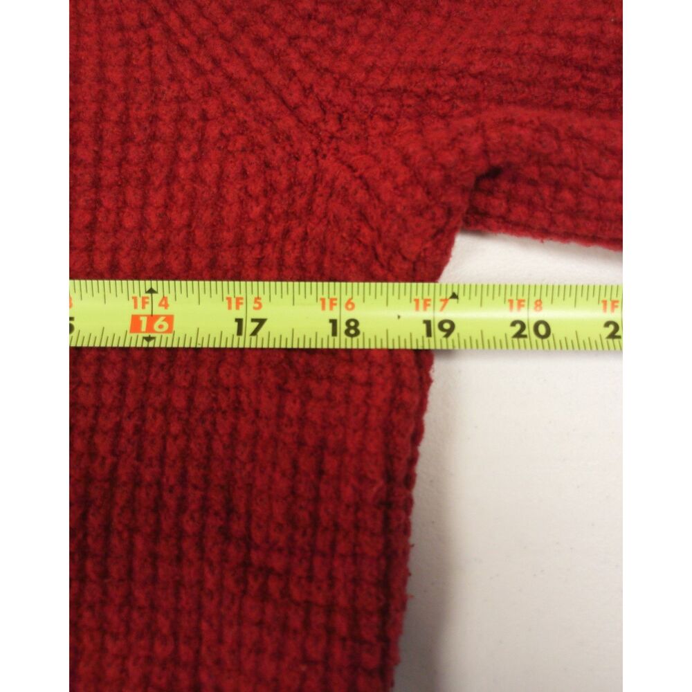 L.L.Bean SuperSoft Waffle Turtleneck Sweater Women M Petite Rustic Red Side Zip - Picture 6 of 11